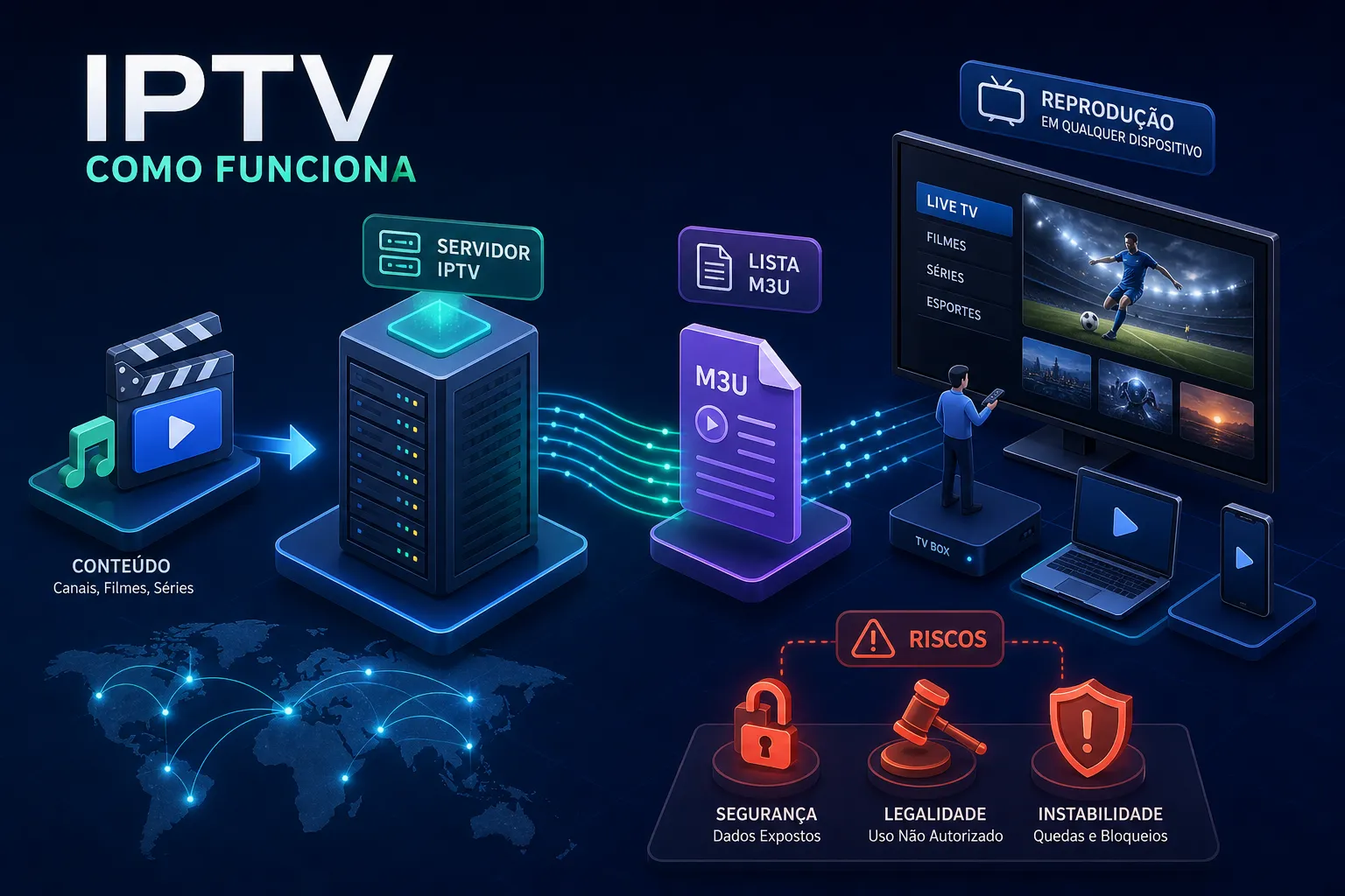 O Que é IPTV? Significado e Como Funciona IPTV  É uma tecnologia que permite assistir canais de TV ao vivo, filmes e séries 